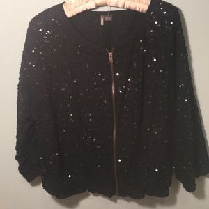 Anthropologie Black Sparkle Top